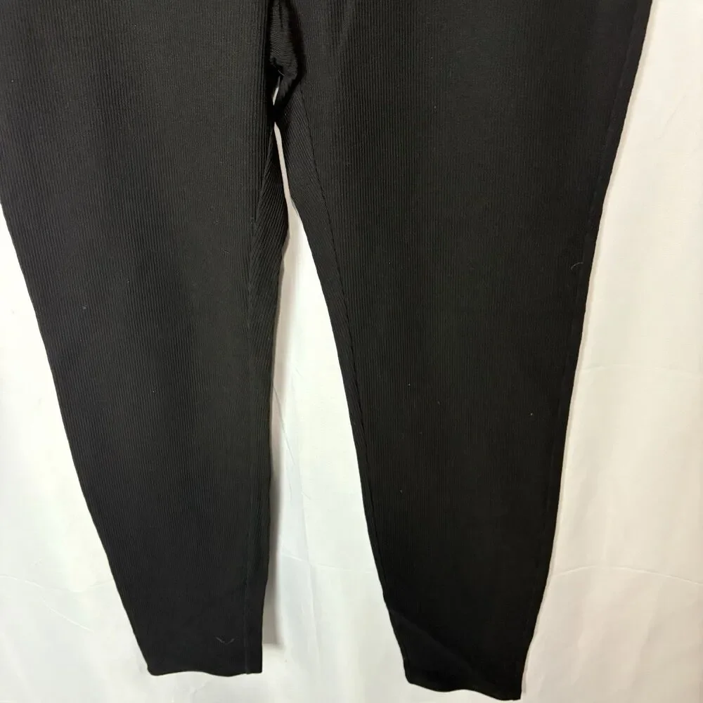 Eileen Fisher Textured Stretch Rib Tapered Ankle‎ Pant XL Black Minimalist Comfy